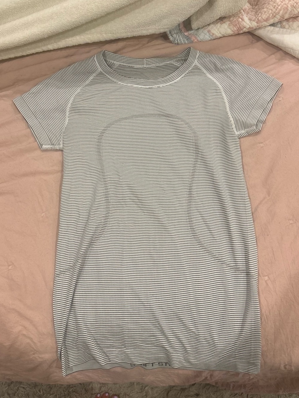 lululemon athletica Short-Sleeve Striped Sleep Dress - White & Gray